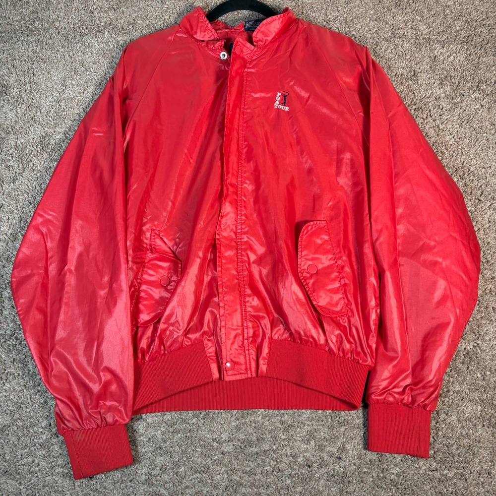 Vintage 90s PGA Tour Windbreaker‎ Jacket Mens M Lightweight Golf Full Zip Red